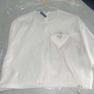 Prada S21 nylon and cotton crop shirt